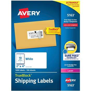 Avery TrueBlock Shipping Labels, Laser, 2 x 4 Inches, White, Pack of 1000