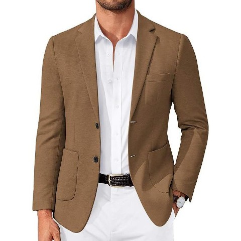 COOFANDY Men's Casual Knit Blazer Slim Fit Lightweight Sport Coat Suit Jacket Navy Blue S