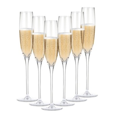 Berkware Tall Champagne Flutes with Gold Tone Rim - 8.1oz (Set of 6)