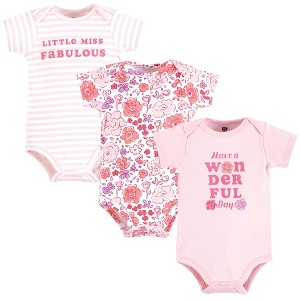 Hudson Baby Infant Girl Cotton Bodysuits, Wonderful Floral - 1 of 4