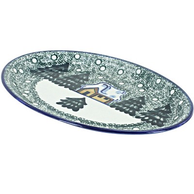 Blue Rose Polish Pottery 13K WR Unikat Oval Dish