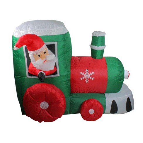Northlight 4 5 Inflatable Santa On Locomotive Train Lighted Outdoor Christmas Decoration