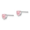 Black Bow Jewelry Kids 4mm Pink Cubic Zirconia Heart Post Earrings in 14k White Gold - 2 of 4