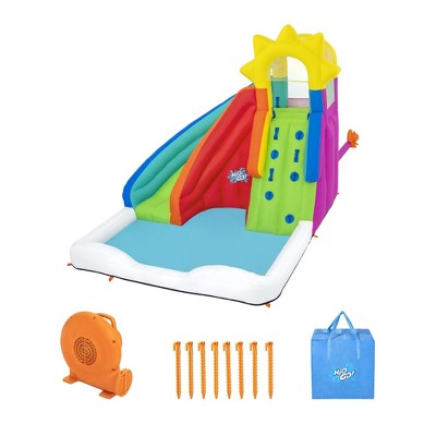 H2OGO! Mega Water Park–Sun Slide Inflatable Pool with Climbing Wall & Sprayer