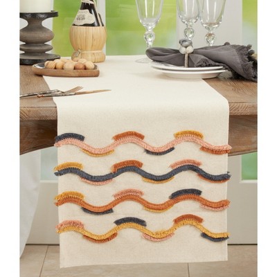 Multicolor Cotton Fringe Lace Appliqué Table Runner