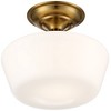 Regency Hill Schoolhouse Rustic Farmhouse Ceiling Light Semi Flush Mount Fixture 12" Set of 2 Soft Gold Metal White Opal Glass for Bedroom - 4 of 4