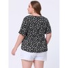 Agnes Orinda Women's Plus Size Floral Pleated V Neck Short Sleeve Tiered Babydoll Blouses - 3 of 4