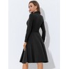 Allegra K Women's Elegant Work Sheath Mock Neck Flare Long Sleeve Knit Midi Dress - 4 of 4