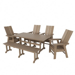 WestinTrends 6 Piece Outdoor Patio Dining Table and Armchair Dining Bench Set - 1 of 2