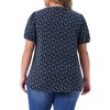 Agnes Orinda Women's Plus Size Pleated Front V Neck Short Sleeve Retro Floral Blouses - 4 of 4