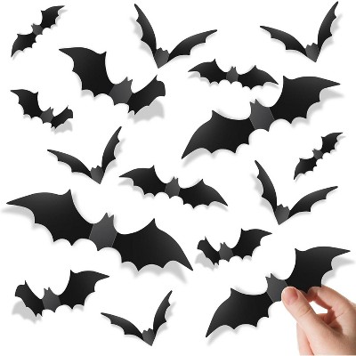 140Pcs Bats Halloween Decorations Party Supplies, 3D Black Scary Bat Stickers for  Halloween Party Decorations
