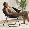 Comfy Oversized Saucer Chair for Adults, Soft Faux Fur Plush Folding Moon Chair, Metal Frame Reading Lounge Chair for Bedroom Living Room Dorm Office - 2 of 4