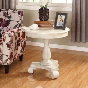 UPHA 26-inch Round Wooden Pedestal Side Table - 1 of 4