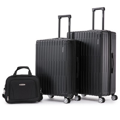 Rockland 3 Luggage Set 2-Piece Hardside Spinner Wheel Uprights with Tote Black