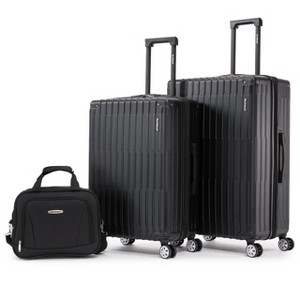Rockland 3 Luggage Set 2-Piece Hardside Spinner Wheel Uprights with Tote Black - 1 of 4