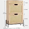 Hidden Rattan Shoe Storage Cabinet with 2 Flip Doors & Drawer, Adjustable Freestanding Shoe Organizer with Metal Legs for Entryway & Hallway - 3 of 4