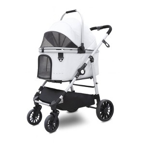 Itopfox Extra Large Pet Stroller for 3 Small Pets up to 50lbs, Heavy-Duty Stable Stroller with Shock Absorbing Wheels & Locking Brakes for Walking - 1 of 4