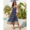 Women's Summer Maxi Dress Casual Floral V Neck Boho High Low Flowy Long Sun Dresses - 3 of 4