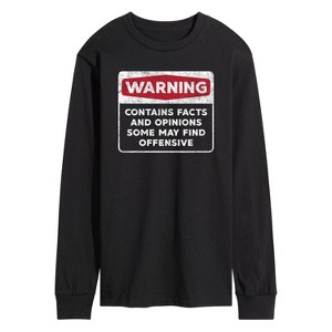 Men's - Instant Message - Warning Contains Facts And Opinions Long Sleeve Graphic T-Shirt - 1 of 4