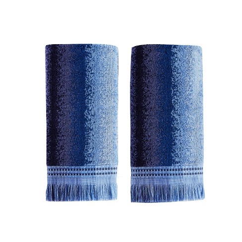 Blue/Grey Stripe Linen Hand Towels (Set of 2) – Saffron + Poe