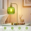 Itopfox Industrial Table Lamp Set of 2 Green Glass USB A&C Ports Stepless Dimmable Gold Nightstand Lamps for Bedroom, Living Room, Office, Home Decor - 4 of 4