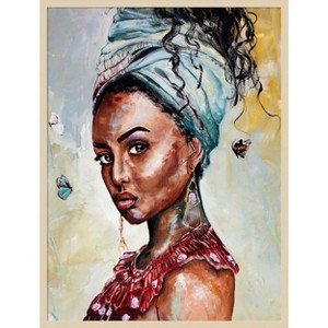 Amanti Art Lady with Butterflies by Design Fabrikken Wood Framed Wall Art Print - 1 of 4