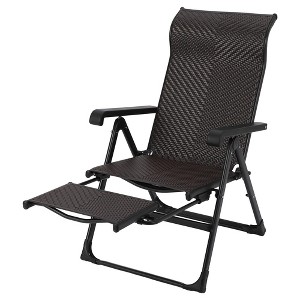 Outdoor Folding Rattan Lounge Chair, Portable Outdoor Recliner, Adjustable Foot Rest, Reversible Out Footrest, PE Rattan, 330lb, for Garden, Balcony - 1 of 4
