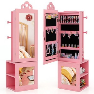 Infans Kids Jewelry Cabinet Standing Children Jewelry Organizer with Full-Length Mirror - 1 of 4