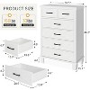 Dresser for Bedroom with 6 Drawers, 45" Tall Grey Chests of Drawers with Storage, Large Drawer Dresser for Closet, Wooden Storage Cabinet for Entryway - 2 of 4