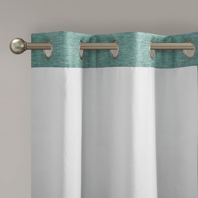 LIVN CO. Modern Solid Faux Silk Total Blackout Curtain Panel Pair, Green 42x95", 4 of 8