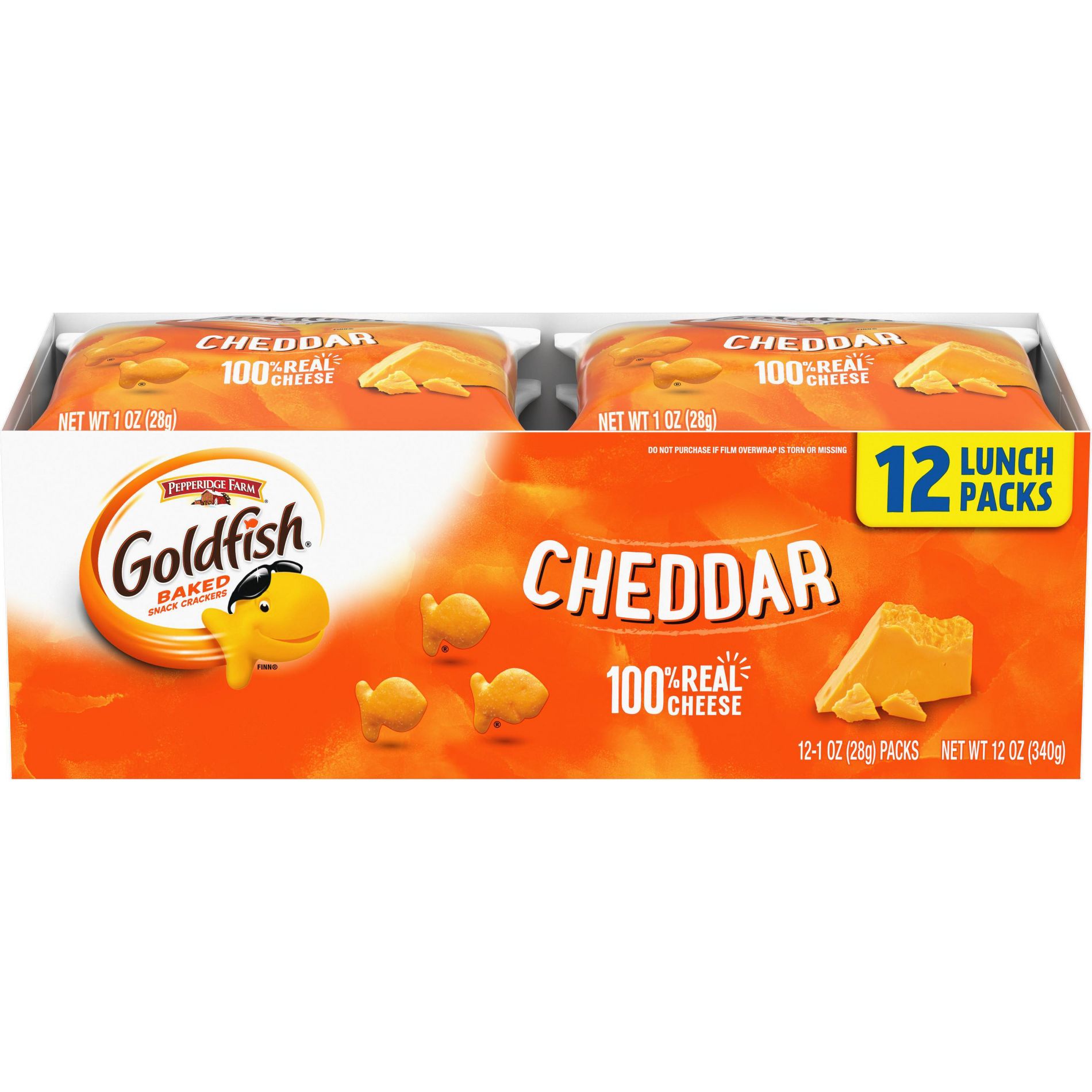 Goldfish Cheddar Crackers Snack Packs - 1oz/12ct: No Artificial Preservatives, No Artificial Flavors, No High Fructose Corn Syrup