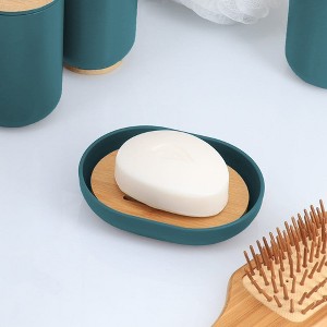 Evideco French Home Goods Versatile Soap Dish with Bamboo Tray - Bathroom Organizer for Stylish and Functional Storage - 1 of 4