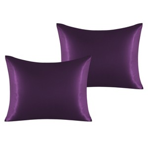 2 Pack Satin Pillowcases for Hair and Skin, Luxurious and Silky Pillow Cases with Envelope Closure - NTBAY - 1 of 4