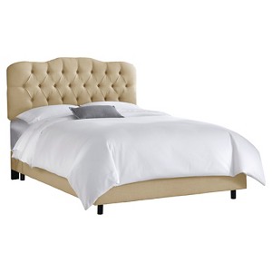 California King Seville Linen Upholstered Bed Linen Sandstone - Skyline Furniture, Linen Brown