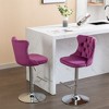 Set of 2 Swivel PU Leather Bar Stools, Adjustable Seat Height From 25-33 Inch, Chrome Base Bar Stools with Comfortable Back for Home Kitchen Island - 4 of 4