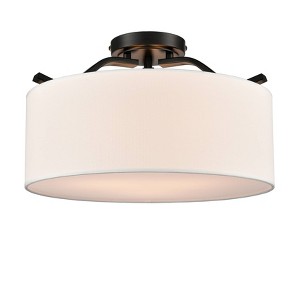 Claxy Modern Farmhouse Ceiling Light with Drum Linen Shade Black - 1 of 4