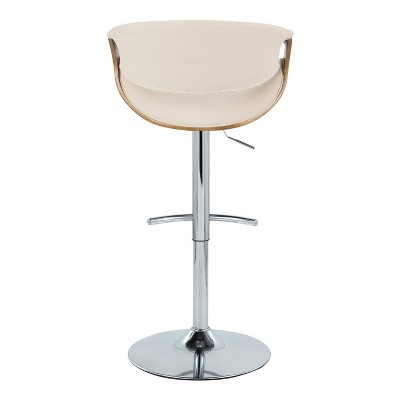 Set Of 2 Curvo Adjustable Barstools Walnut/cream - Lumisource: Mid ...