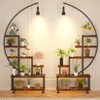 GustoWave 64" Plant Shelf with Grow Light & Wheels, 6 Tiered Large Metal Shelf Half-Moon Shape, Tall Flower Bonsai Pots Organizer, Brown(2 Pack) - 4 of 4