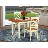 HomeStock 3-Piece Buttermilk and Cherry Finish Solid Wood Top Dining Table Set - 2 of 4