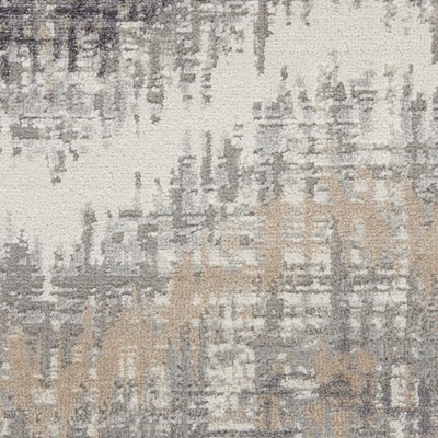 Modern Abstract Chevron 8' x 10' Grey Ivory Synthetic Area Rug
