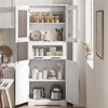 Tall Bathroom Cabinet, Kitchen Pantry Cabinet with Glass Doors and Shelf, Freestanding Storage Cabinet for Living Room, Laundry Room, White - 3 of 4