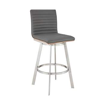30" Jermaine Barstool with Gray Faux Leather - Armen Living