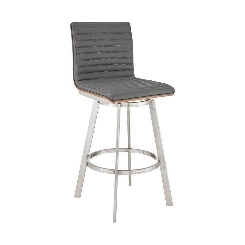 30" Jermaine Barstool with Gray Faux Leather - Armen Living, 1 of 7
