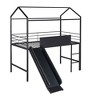 PAGED Twin Size Loft Bed, House Shaped Metal Bed Frame with Blackboard, Slide and Ladder for Bedroom - 4 of 4