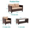 Sonkuki 4 Pieces Patio Conversation Set, Loveseat Sofa with Coffee Table, All-Weather PE Rattan Wicker Sofa - 3 of 4