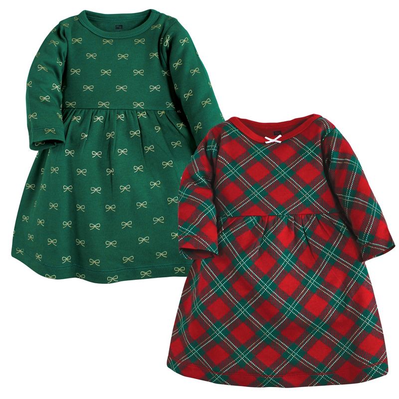 Hudson Baby Infant and Toddler Girl Cotton Dresses, Christmas Plaid, 1 of 5