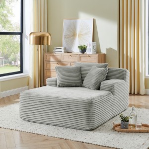 TiramisuBest Single lazy sofa lounge chair, no assembly required, made of velvet fabric, fluffy modern single lounge chair - 1 of 4