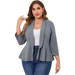 Coolmee Women Plus Size Casual Blazer Open Front Long Sleeve Work Office Cardigan Jackets - 1 of 4