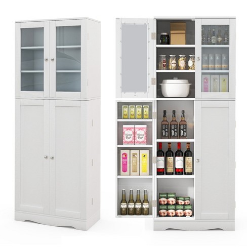 72 Inch Freestanding Kitchen Pantry Cabinet 4 Doors Storage Cupboard Shelves  Drawer - Costway