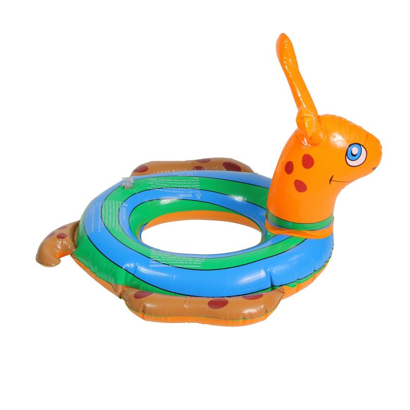 Swimline 24" Snail Inflatable Children's 1-Person Swimming Pool Ring Tube Pool Float - Orange/Blue, 3 of 5